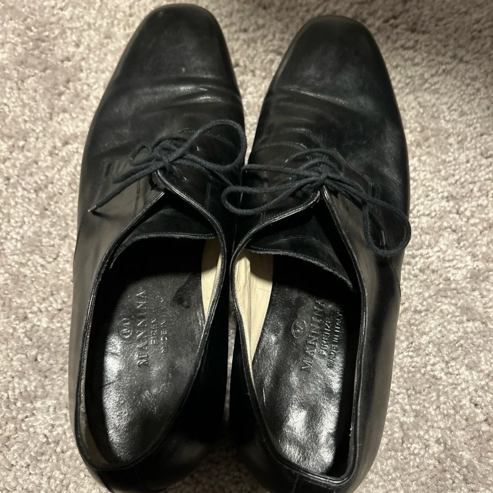 Mannina Firenze Black Leather Dress Shoes Men’s Size 7.5 Made in Italy